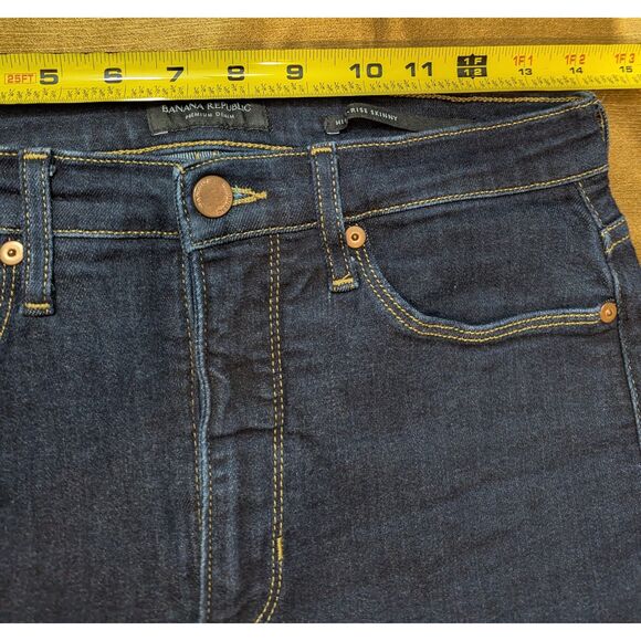 Banana Republic Premium Denim High-Rise Skinny Jeans Dark Wash 28x27, stretchy - Picture 4 of 6
